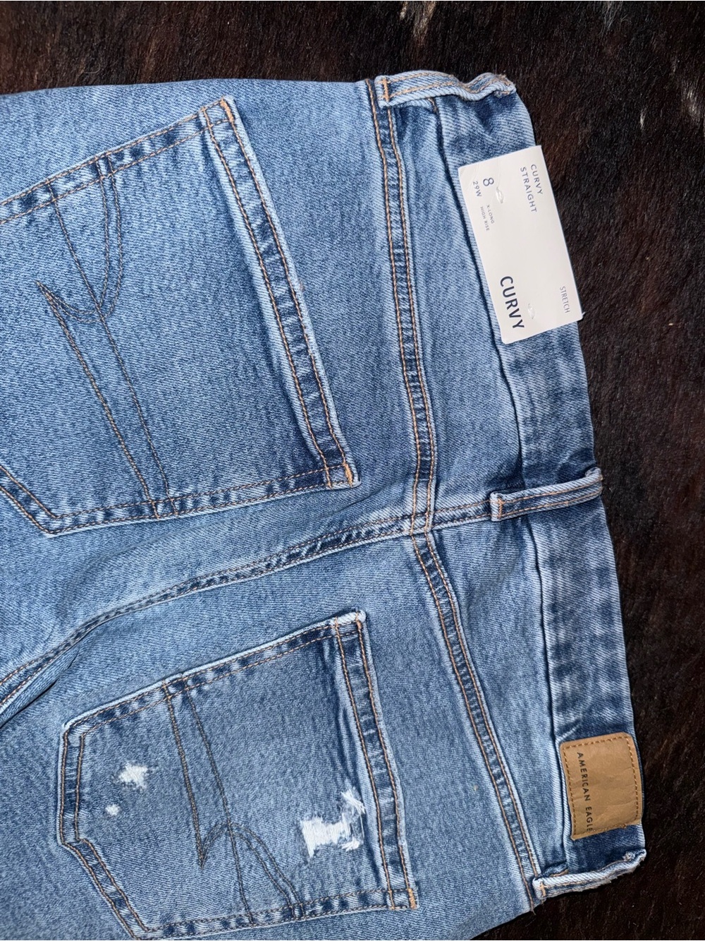 American Eagle Outfitters Light Blue Distressed Straight Leg Jeans - Picture 3 of 3